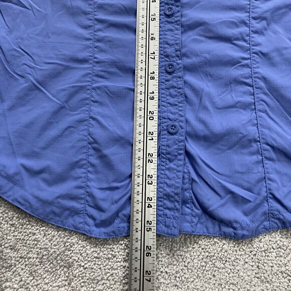 Columbia GRT Active Shirt Womens Small Blue Button Down Long Sleeve Zip Pockets - Picture 10 of 12